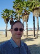 dad on the beach at santa monica opaque
