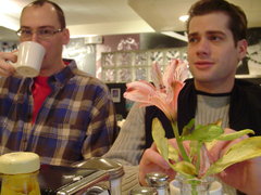 robert and andy, breakfast at mel's