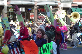 the flower power marchers in action