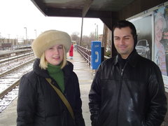 tiff and nate waiting for the train in