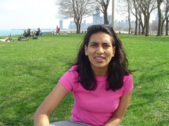 sandhya hanging out in lincoln park by the lake