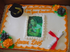 a poor fidelity translation from graduation photo to cake