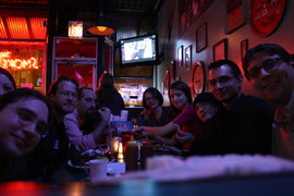 a gaggle of folks for nate's birthday meats