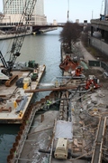 work on the riverwalk just east of michigan ave.