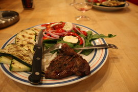 steak and zucchini