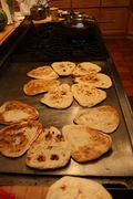naan flourettes on the griddle