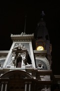 looking north at city hall at night
