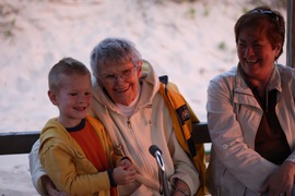 aidan, gg and aunt barb watching the sunset