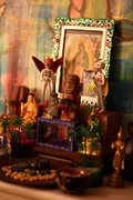 an altar to Nuestra Señora de Guadalupe, in our rental