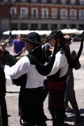 galician gaiteiros in the plaza