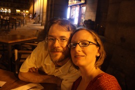 we celebrated our one year anniversary in madrid with a lovely paella dinner in the plaza mayor. yes it was really that yellow (photograph by nicole michaud)