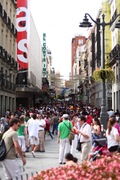 the crowds off of puerta del sol