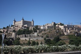 the alcazar and the city from the road into town