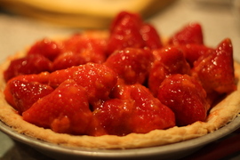 a strawberry pie, too early to be tasty